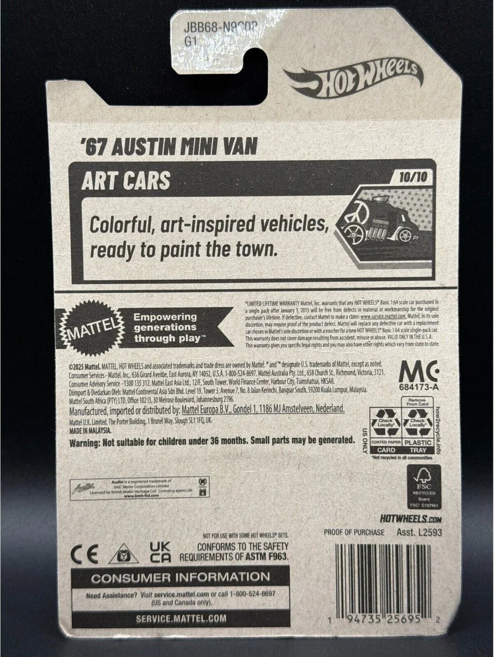 2025 Hot Wheels '67 Austin Mini Van - HW Art Cars 10/10 (169/250) - Blue